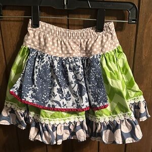 Persnickety Blue and Green Floral Kids Skirt